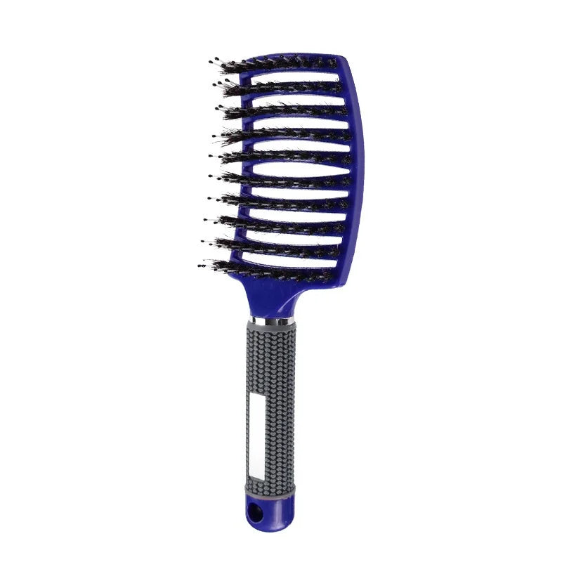 Multiple Color Hair Comb Detangling Hair Brush Bristle&Nylon Women Wet Massage Comb Curly Hairdressing Salon Styling Tools Peaceful Pleasures Health and Wellness blue