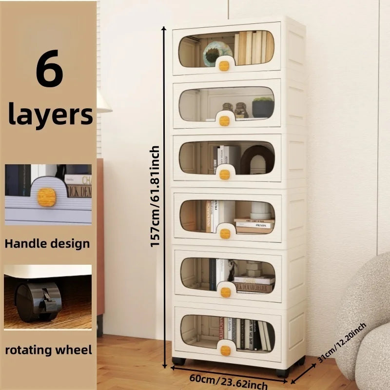 60cm Flip-Top Multi-Layer Storage Cabinet with Casters