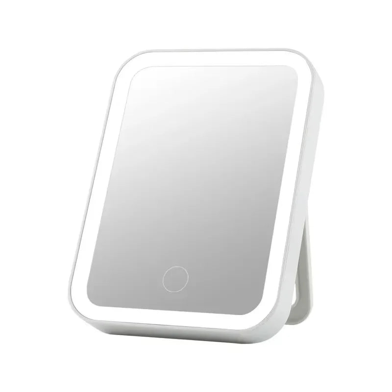 LED Compact Vanity Mirror – USB Rechargeable, Touch Dimming