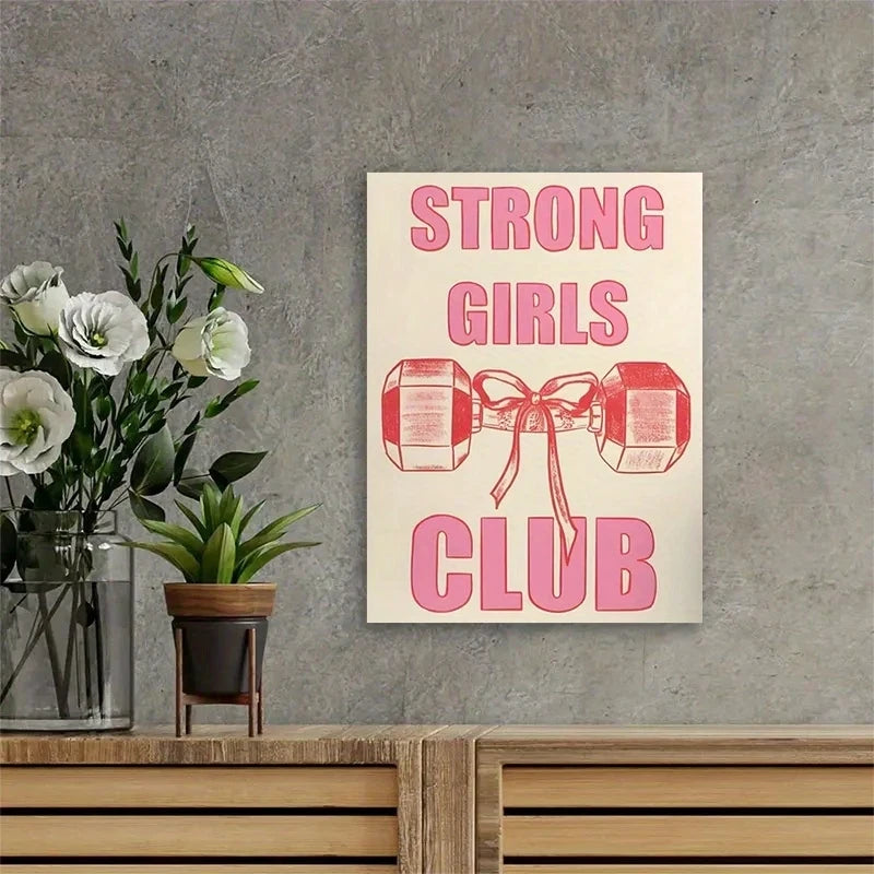 Strong Girls Club Retro Quote Canvas Wall Art Print Poster