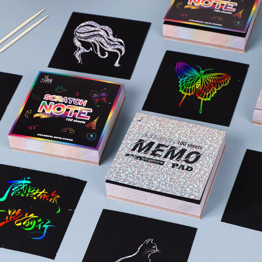 100 Sheets Scratch Paper Colorful Graffiti Student Drawing Sandpaper Peaceful Pleasures Health and Wellness