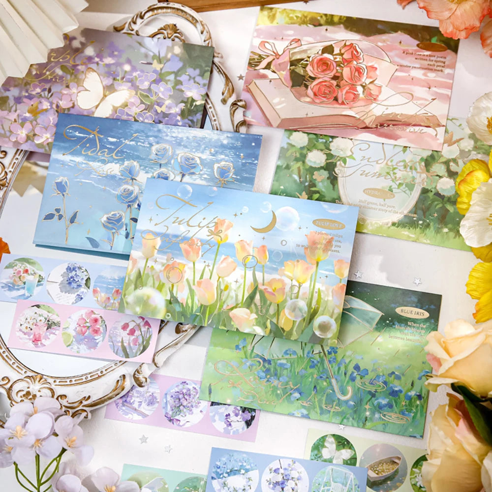 Romantic Scenery Stamping Envelope Poetry Petals Travel Commemorative