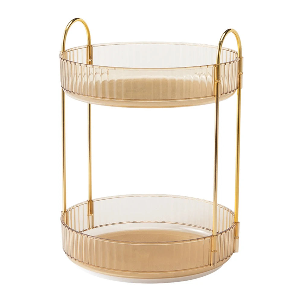 360° Rotating Makeup Organizer | Tiered Cosmetic Storage Rack