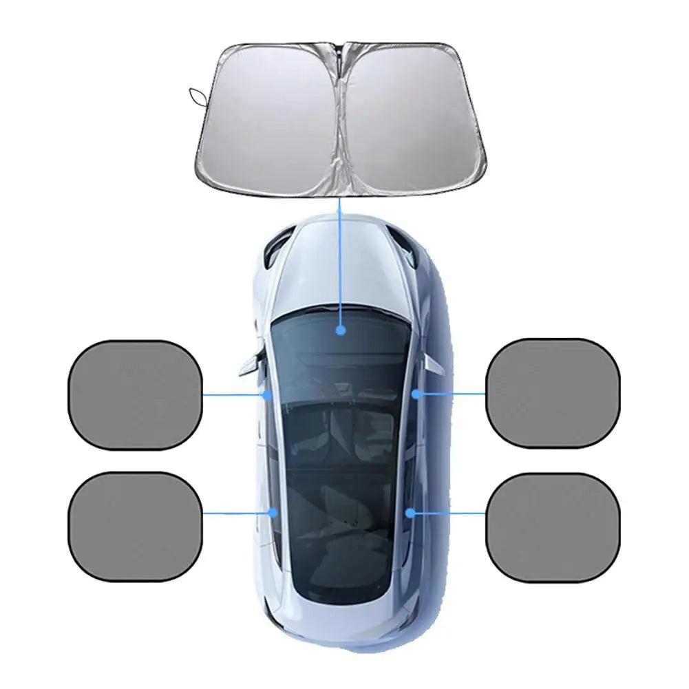 Car Front Windshield Sun Visor Reflect Sunlight Block UV Rays Foldable Sun Protection Heat Insulation Car Full Package Sun Visor Peaceful Pleasures Health and Wellness small 4 side windows