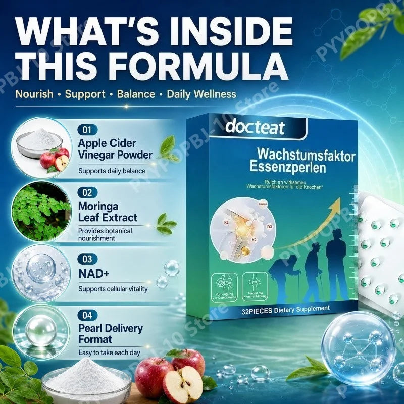 Daily Wellness Pearls – ACV, Moringa & NAD+ Supplement | 32ct