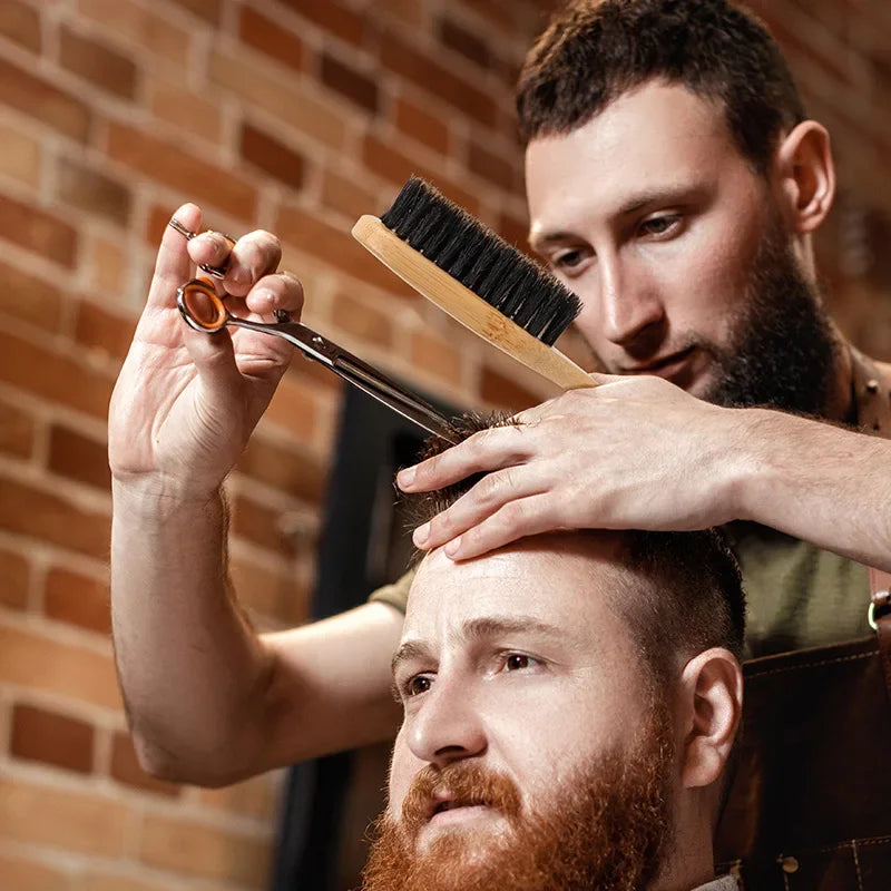 Wood Handle Boar Bristle Cleaning Brush Hairdressing Beard Brush Anti Static Barber Hair Styling Comb Shaving Tools for Men Peaceful Pleasures Health and Wellness