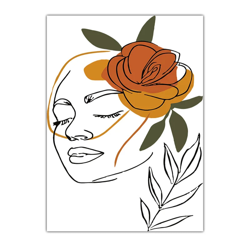 Abstract Botanical Line Woman Canvas Wall Art | Modern Poster Canvas Wall Art Print Peaceful Pleasures Health and Wellness 02 21X30cm No Frame China Mainland