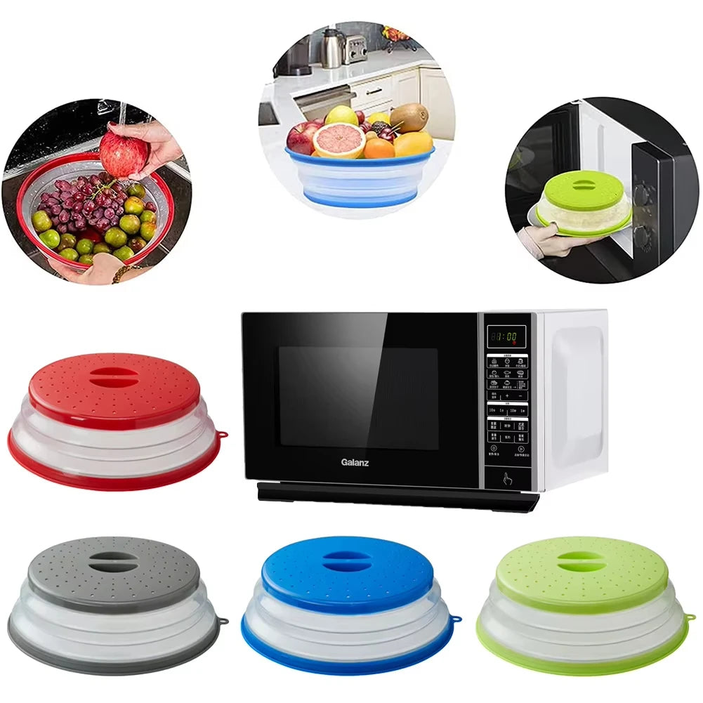 10.2 Inch Microwave Plate Cover 2 in 1 Cover As Splatter Guard Collapsible Lid for Plate Dish Bowl Multi-Purpose Kitchen Gadget Peaceful Pleasures Health and Wellness