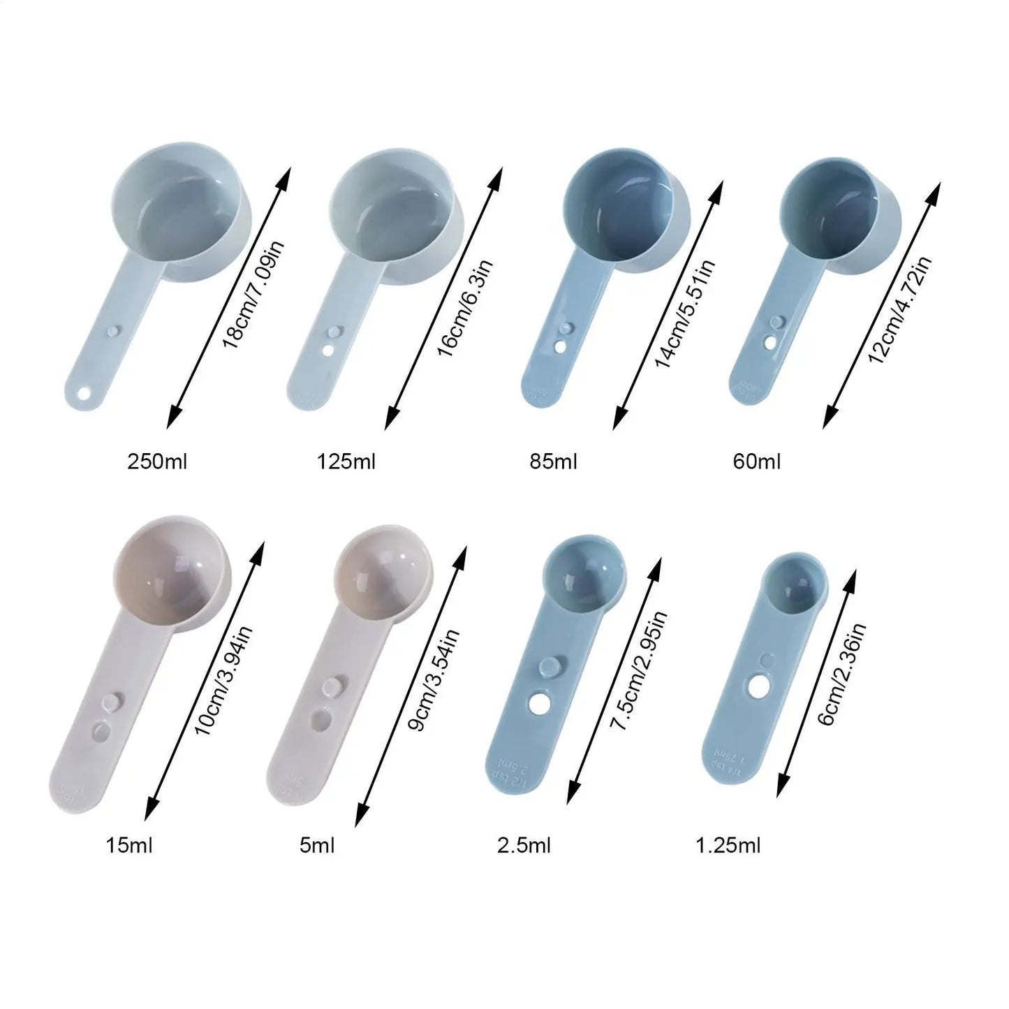 Measuring Spoons 8 Pieces Stackable Cookware Long Handle Chef Measuring Spoons With Scale For Baking Kitchen Home Chef Milk Peaceful Pleasures Health and Wellness