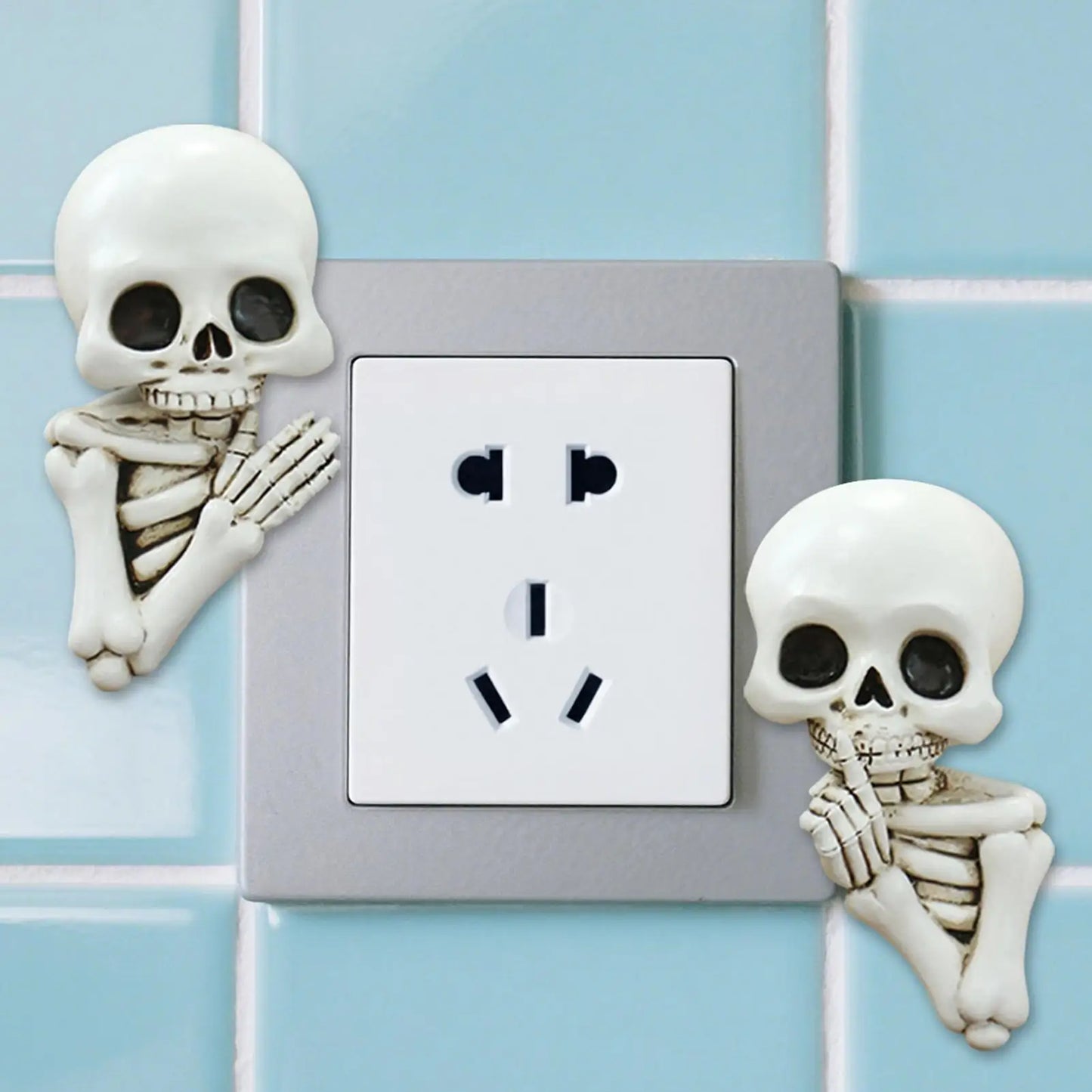 Halloween Skeleton Wall Socket Decor | Resin Skull Stickers 2 Pc