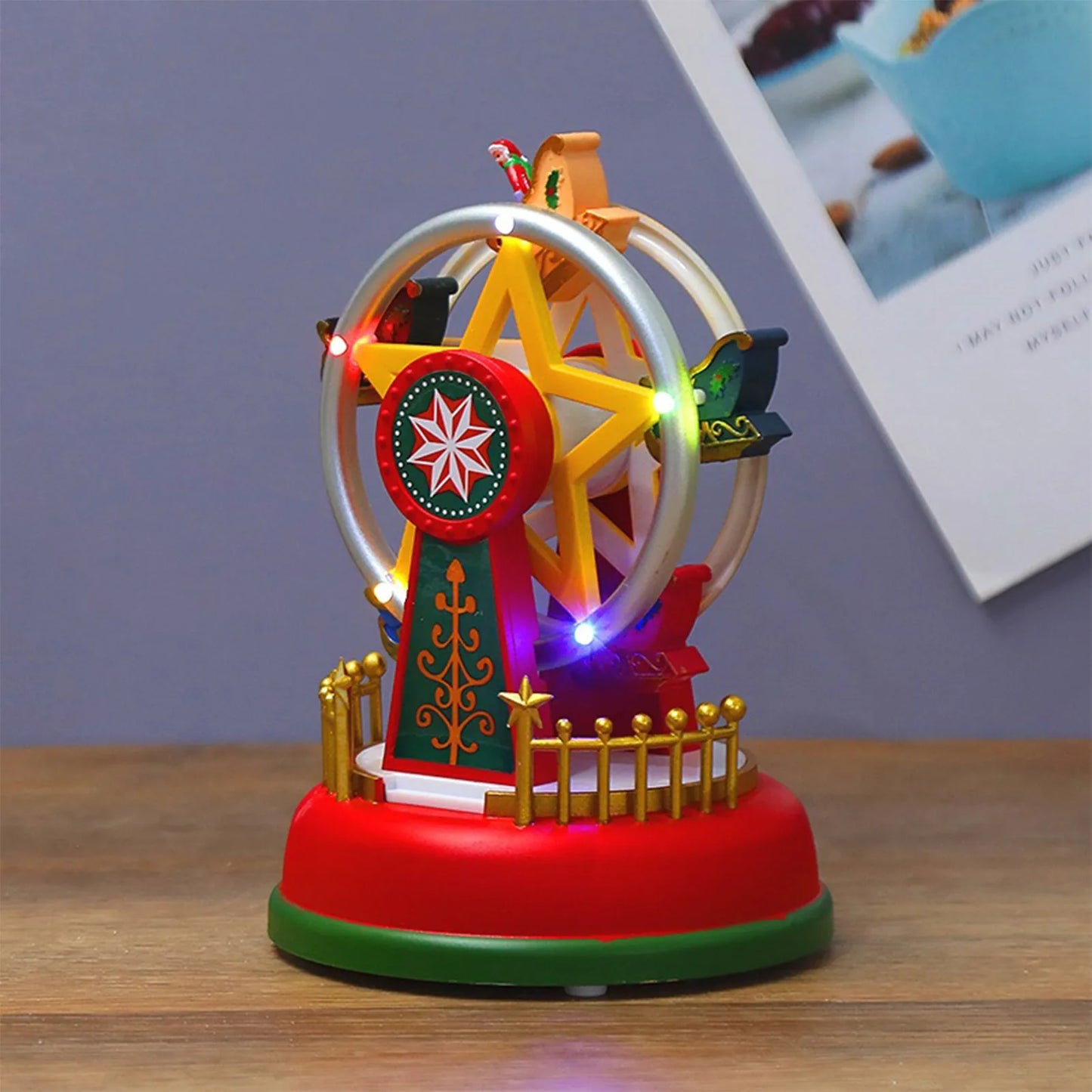 Glowing Music Carousel Ferris Wheel Christmas Gift Christmas Decoration Rotating Merry Go Round Without Batteries Peaceful Pleasures Health and Wellness