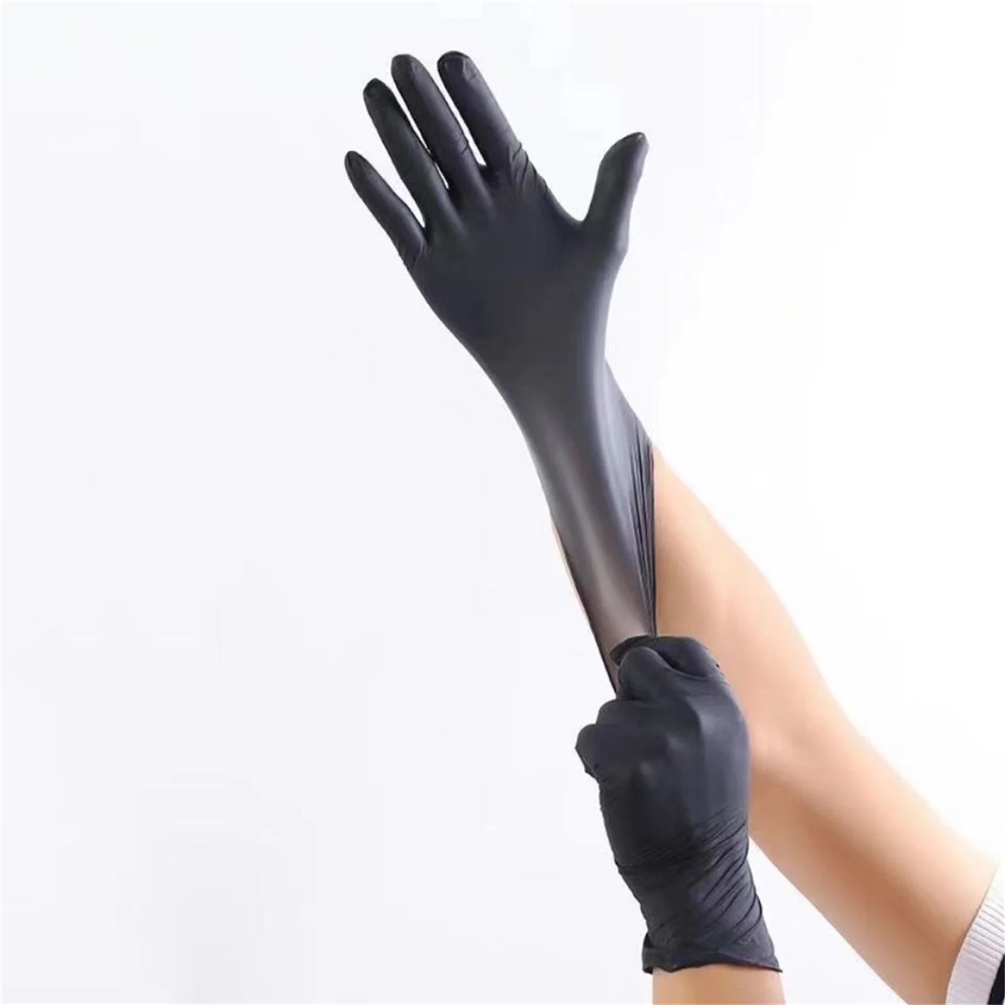 100PCS Black Disposable Gloves – Powder-Free, Tear-Resistant