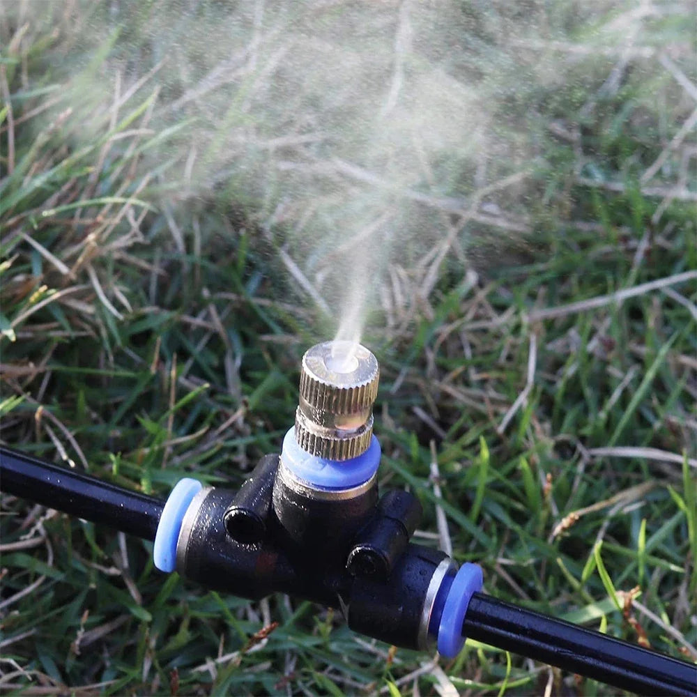 Outdoor Misters Cooling System，Misting Cooling System, Misting Line with Copper Metal Mist Nozzles, Patio Misting System Peaceful Pleasures Health and Wellness