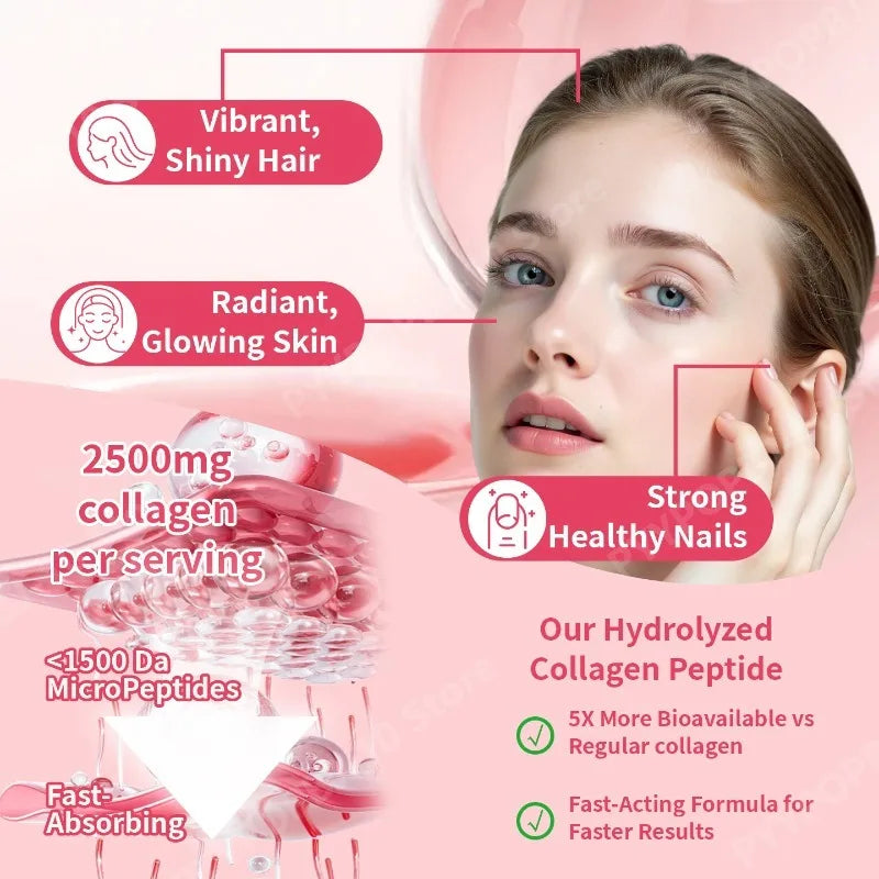 Collagen Gummies with Biotin Strawberry 2500mg | 60 Count