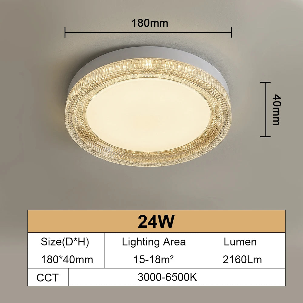 RUNTOIN Ultrathin Crystal LED Ceiling Light 24W 36W 48W Modern