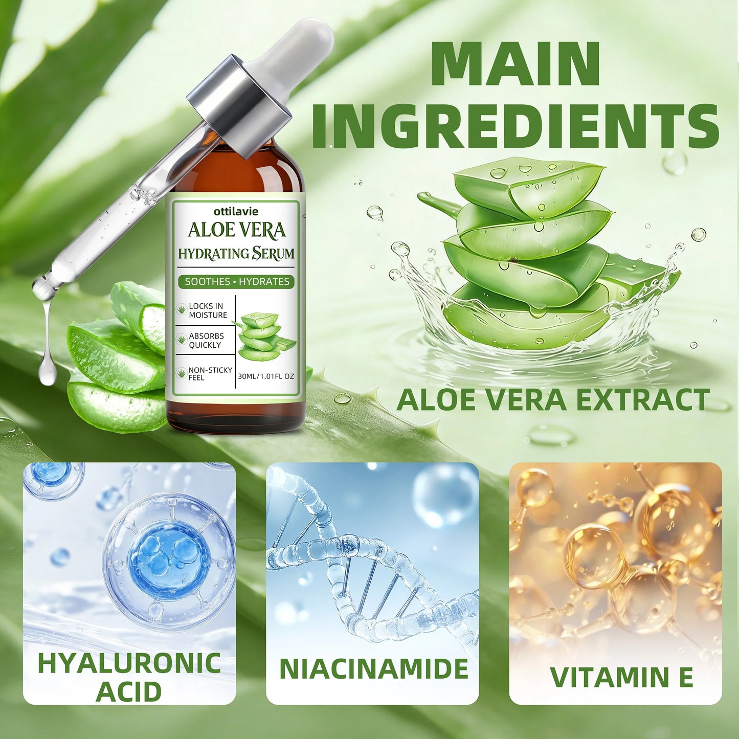 Ottilavie Aloe Vera Hydrating Face Serum – All Skin Types