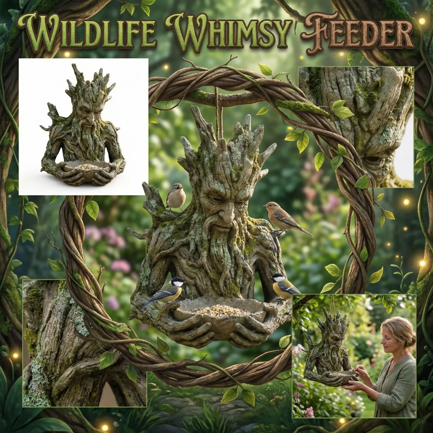 Resin Tree Man Bird Feeder – Outdoor Sculpture Garden Décor