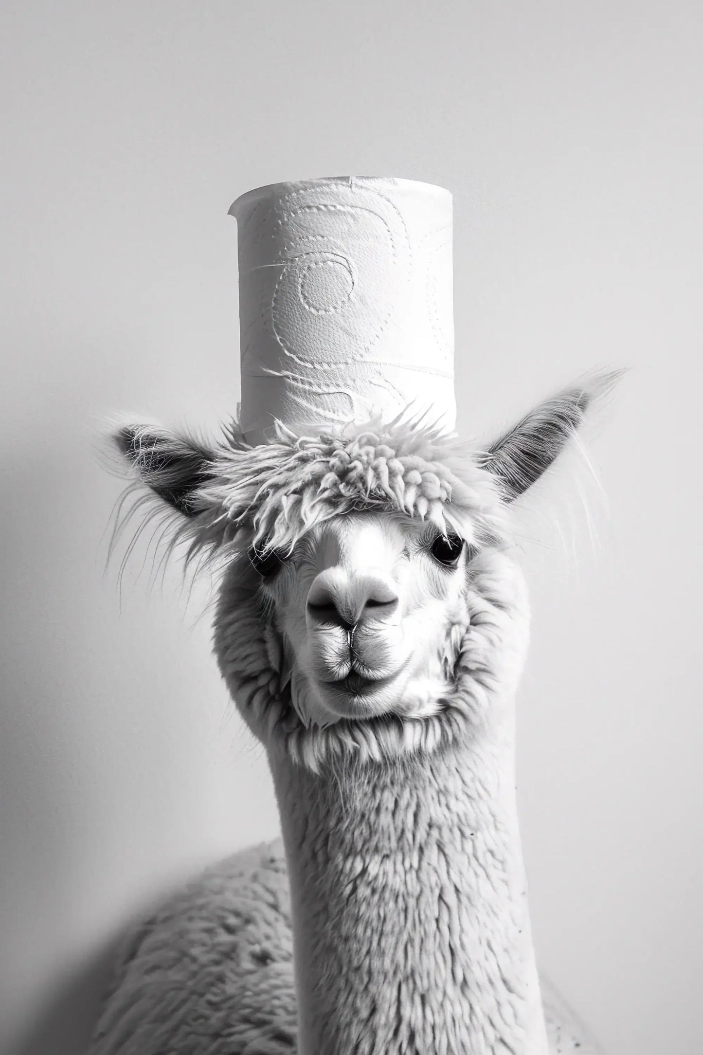 Black & White Cute Animal Toilet Paper Canvas Wall Art Poster