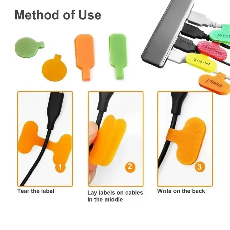 5-Pack Writable Nylon Cable Labels – Colored Wire ID Straps