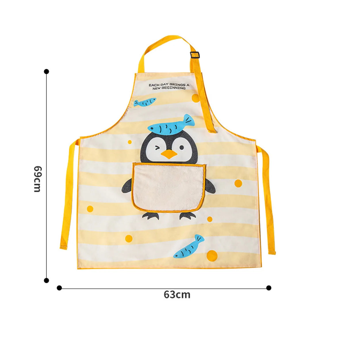 1Pcs Kitchen Household Cooking Apron Oil-proof Waterproof Men Women Fashion Coffee Overalls Wipe Hand Apron Peaceful Pleasures Health and Wellness Penguin