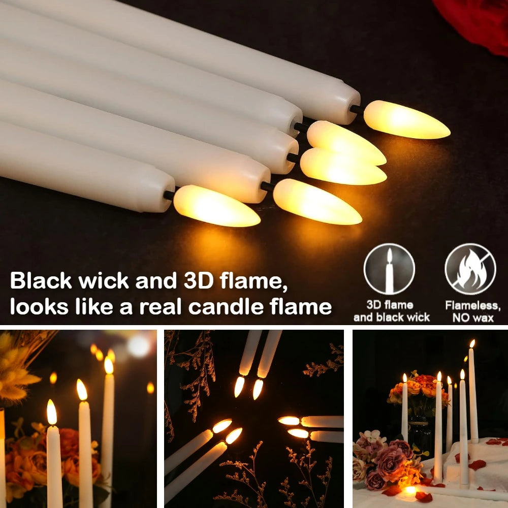 6Pack LED Flameless Taper Candles Lights 3D Wick Battery Christmas Simulation Candles Window Candles Long Electric Candles Lamp Peaceful Pleasures Health and Wellness