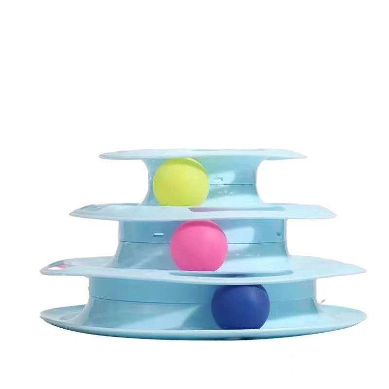3-Layer Cat Turntable Tower Track Toy | Interactive Ball Play