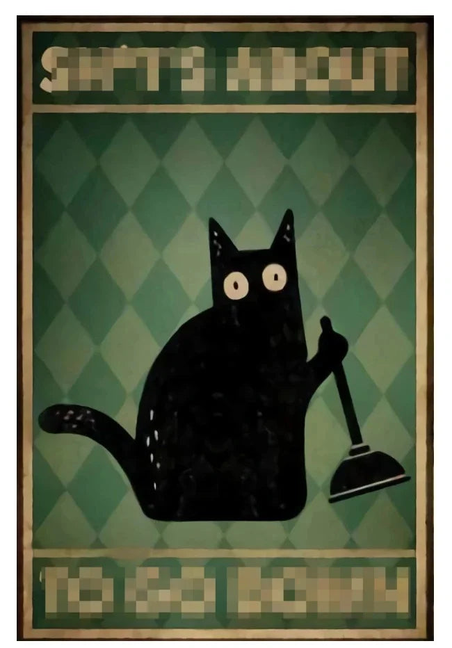 Funny Christmas Cat Vintage Canvas Poster | Retro Wall Art Print Canvas Wall Art Print Peaceful Pleasures Health and Wellness ZLH5551 100x150cm No Frame