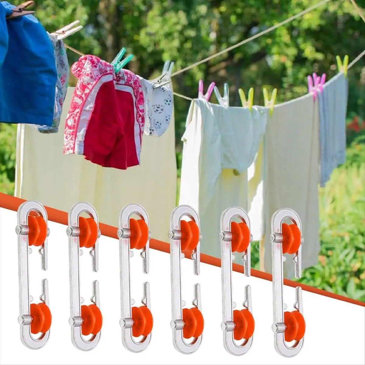 *ABDH 6 Pcs Clothesline Spreader, Aluminium Heavy Duty Outdoor Clothes Line Separator Pulley for Heavy Loads and Clothesline Peaceful Pleasures Health and Wellness NONE