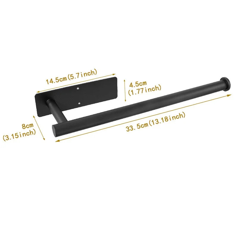 Under Cabinet Paper Towel Holder No-Drill Black Wall Mount
