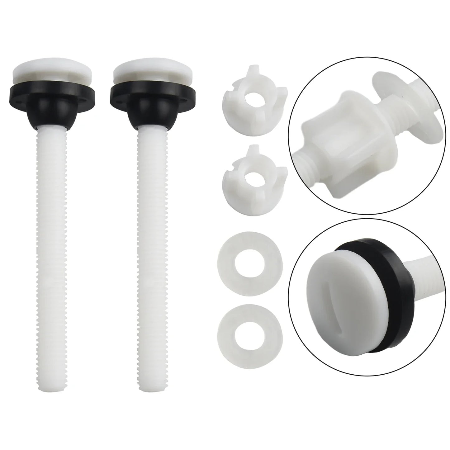 Toilet Seat Hinge Replacement Bolts – 2-Pack Plastic & Rubber