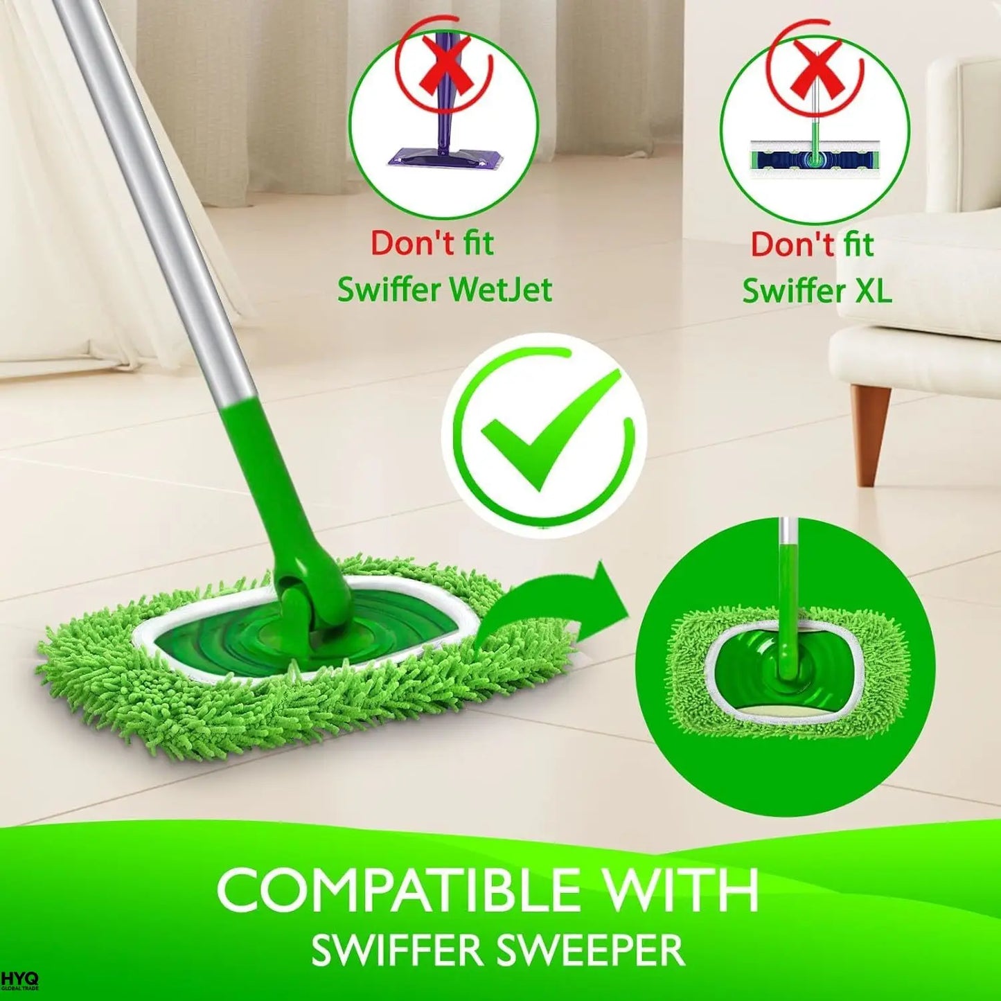 2 Tampones De Microfibra Reutilizables Compatibles Con Swiffer