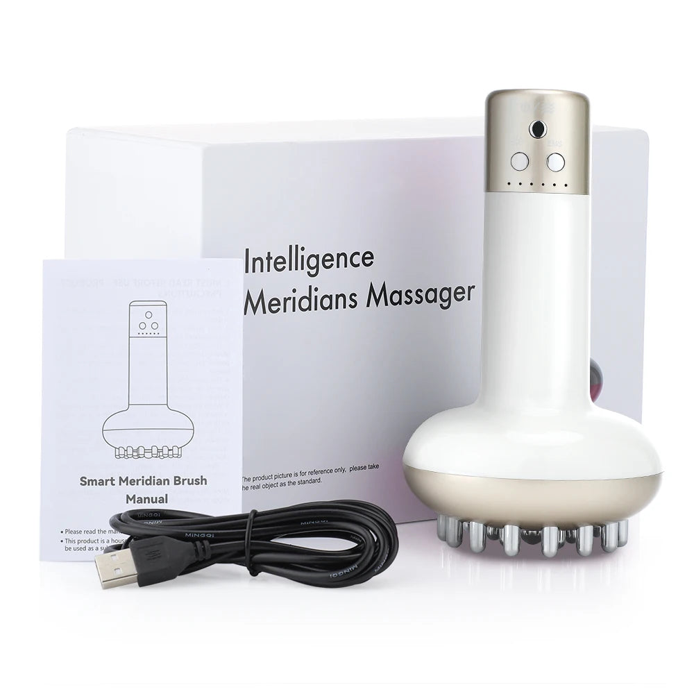 Smart Meridian Brush Abdome Massager Wireless Hot Compress Anti Cellulite Back Dredging Meridian Thermal Moxibustion Slimming Peaceful Pleasures Health and Wellness WHITE