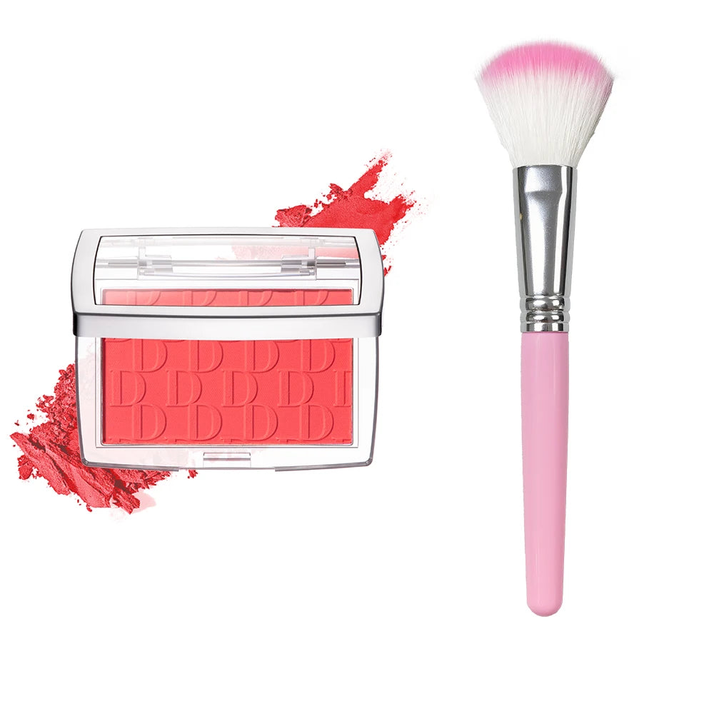 Matte Embossed Blush Palette & Brush – 6 Colors, Long-Lasting