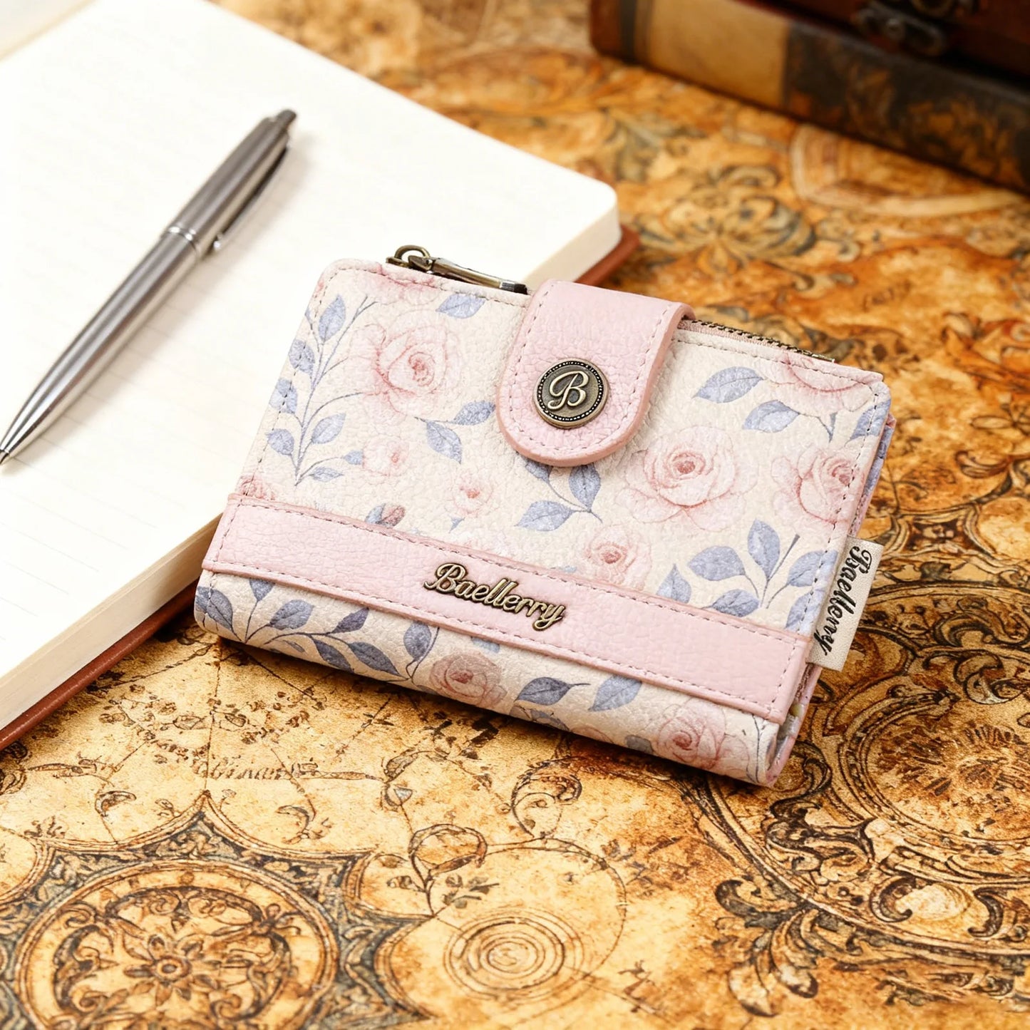 Women's Short Wallet with Multiple Card Slots Korean Style PU Leather Handheld Purse for Daily Use Peaceful Pleasures Health and Wellness