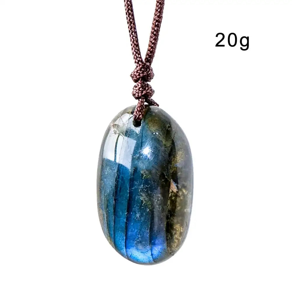 Blue Labradorite Moonstone Crystal Pendant Necklace | Boho