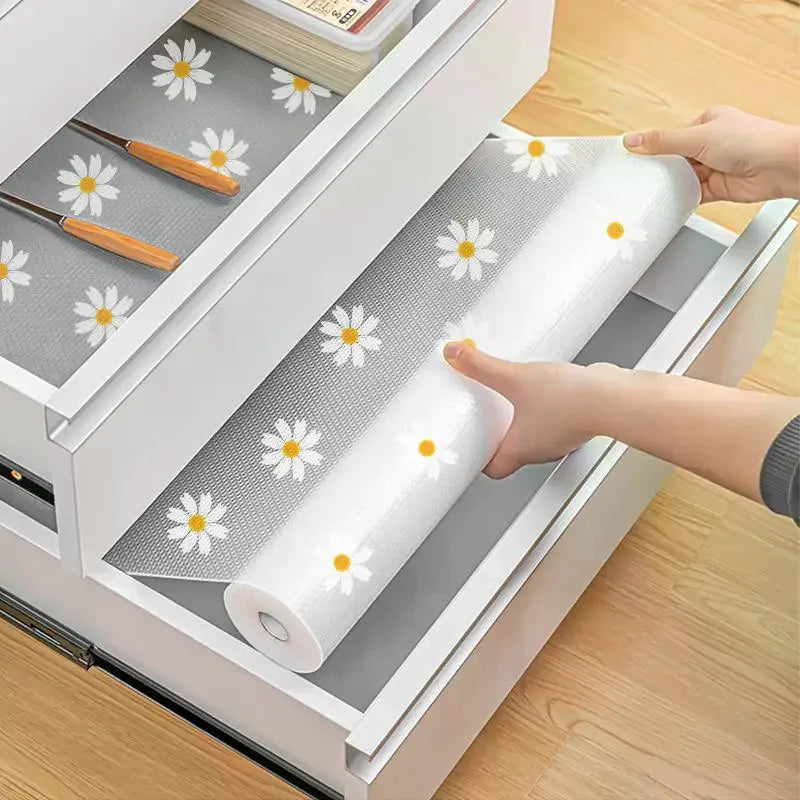 Floral EVA Drawer Mat – Waterproof Non-Slip Cabinet Liner