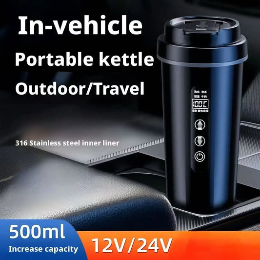 Vehicle Heating Cup Car Electric Kettle with Stainless Steel Liner Car-Mounted Electric Heating Mug & Water Heater Universal for Peaceful Pleasures Health and Wellness
