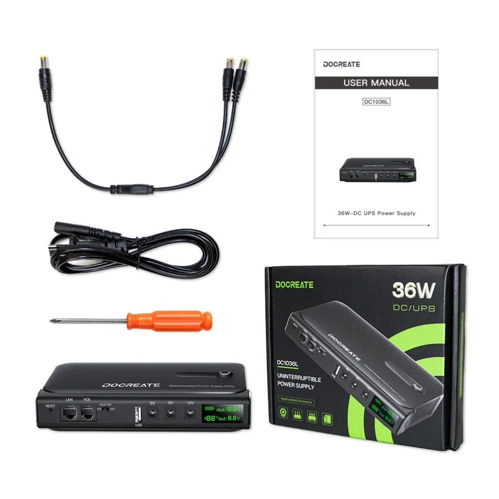 New 36W DC UPS Backup Power Supply 5V 9V 12V 24V Output For Router Modem Phone EU US Plug Uninterrupted Peaceful Pleasures Health and Wellness DC1036L EU Plug