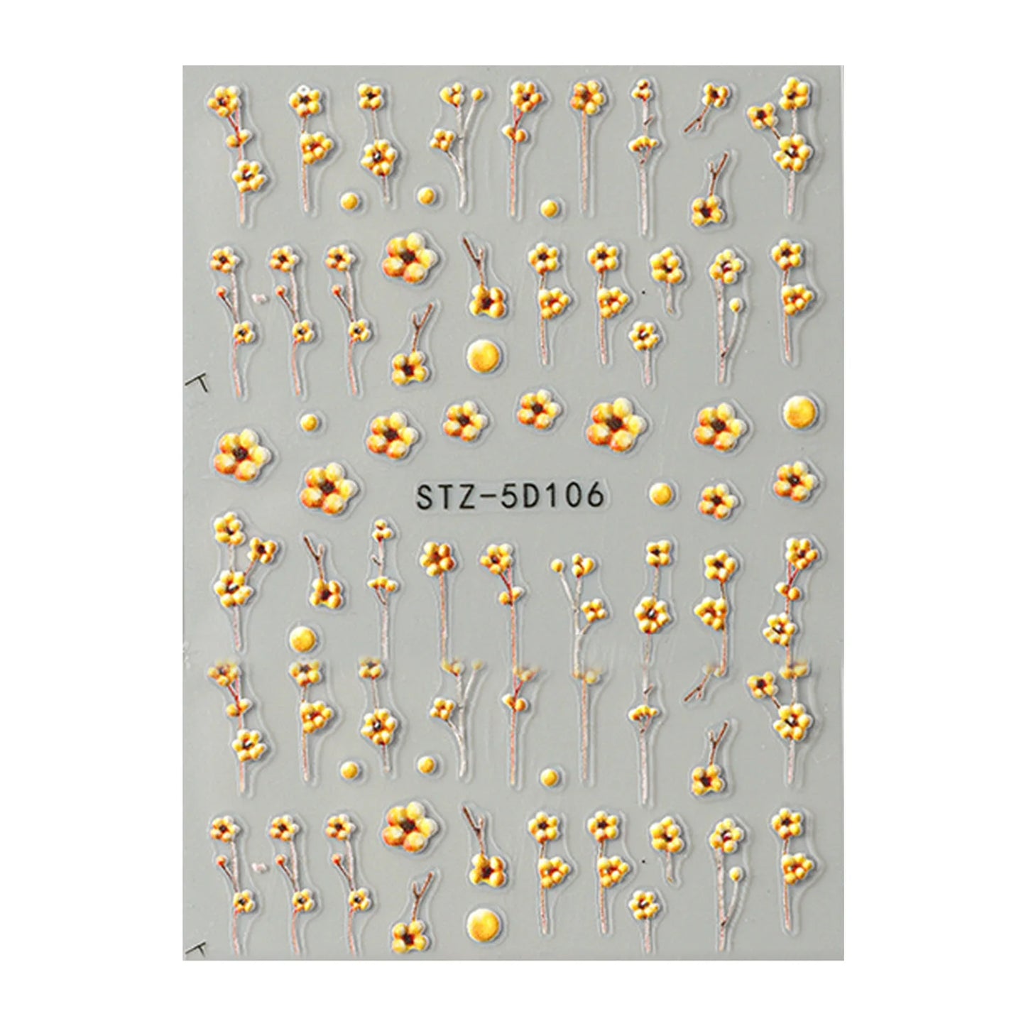 5D Embossed Flower Nail Art Stickers | Laser Glitter Decals