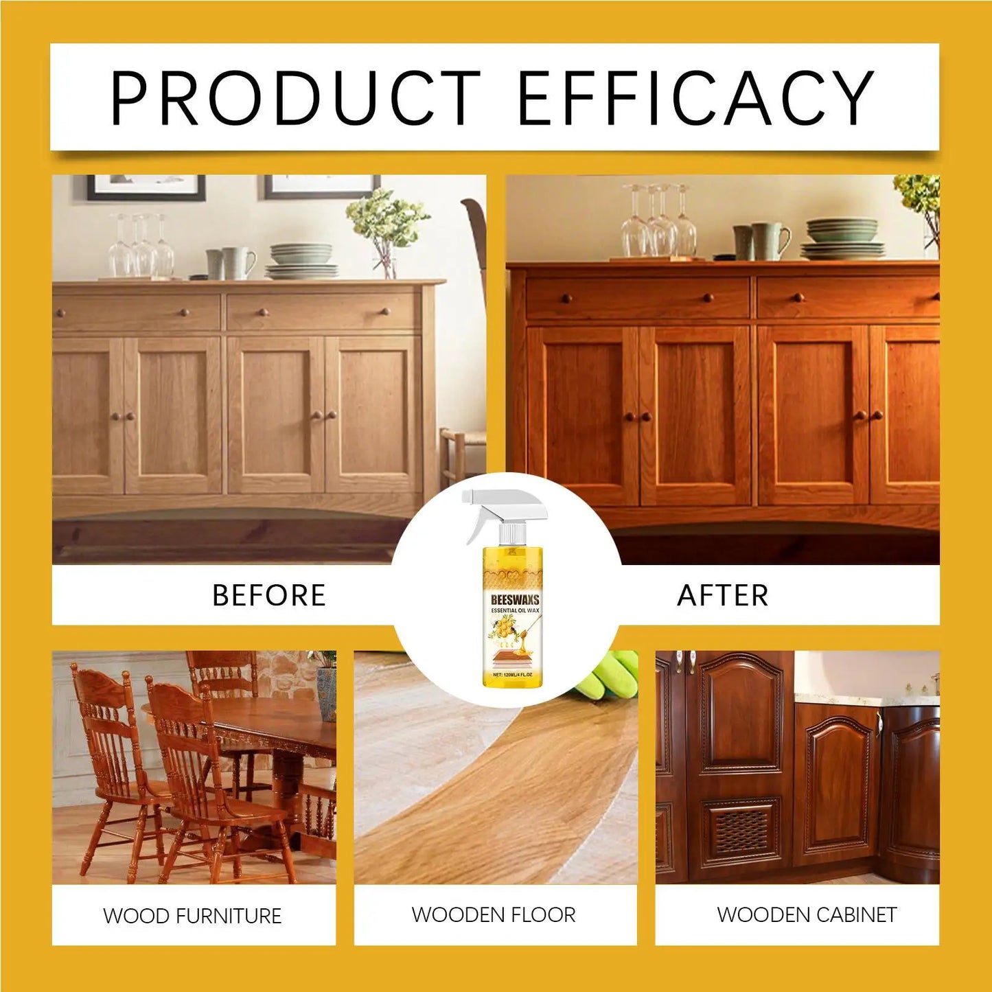 Beeswax Wood Polish Spray 120ml – Furniture Care & Restore Kit