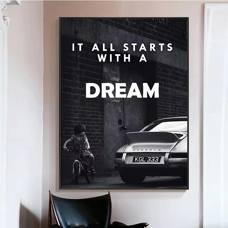 Poster Wall Art Decorative Paintings Canvas for Home Decor Black and White it All Starts with a Dream Room Decor Prints Cuadros Peaceful Pleasures Health and Wellness