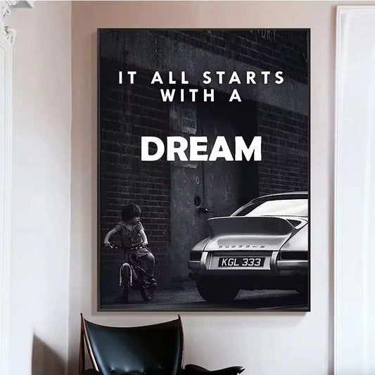 Poster Wall Art Decorative Paintings Canvas for Home Decor Black and White it All Starts with a Dream Room Decor Prints Cuadros Peaceful Pleasures Health and Wellness