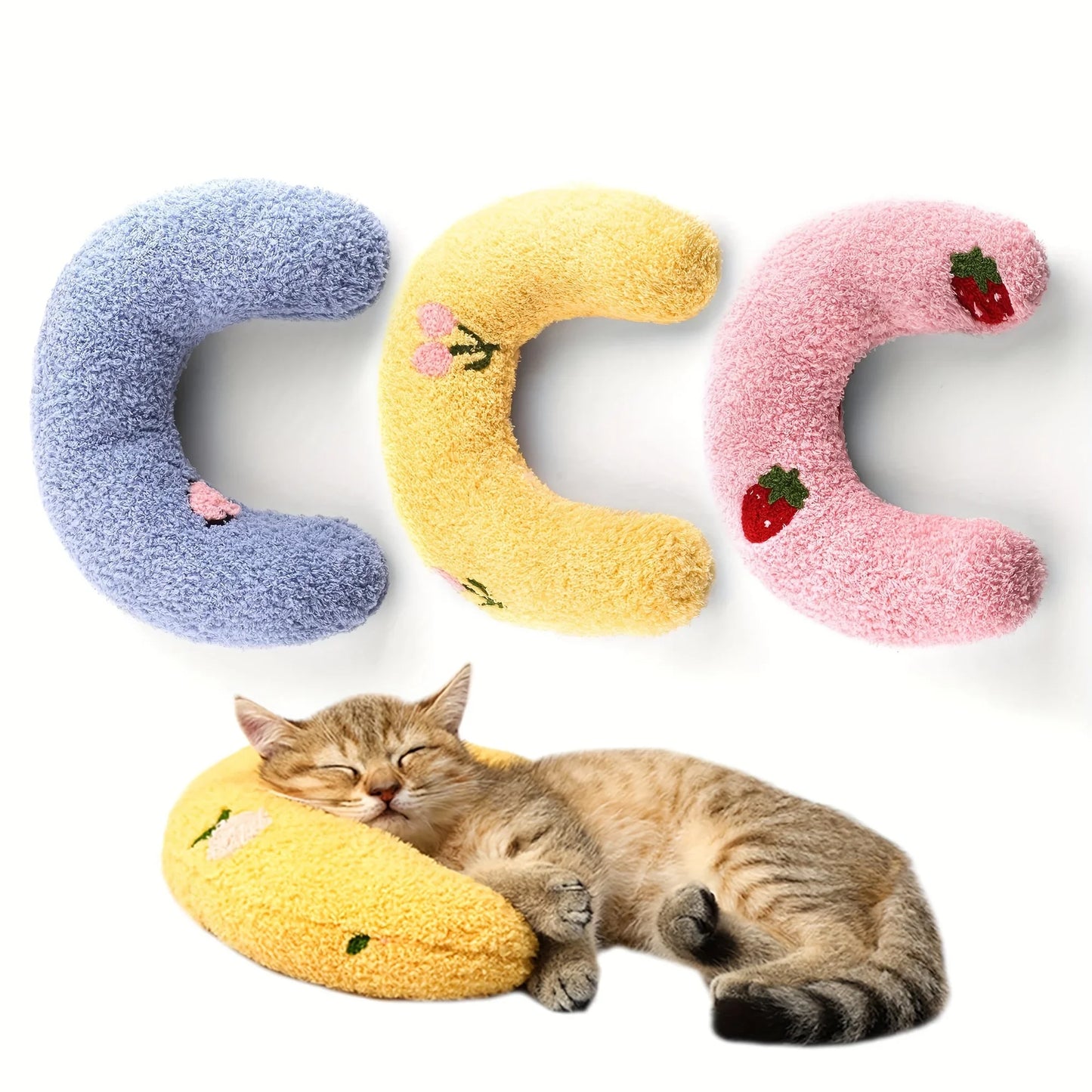 Soft Plush U-Shaped Pet Pillow for Cats & Dogs | Washable