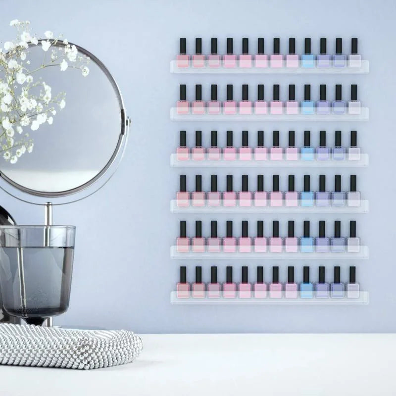 6 Layer Nail Polish Display Rack Transparent Acrylic Storage Holder Nail Art Tools Lipstick Organizer Wall-mounted Shelf Peaceful Pleasures Health and Wellness