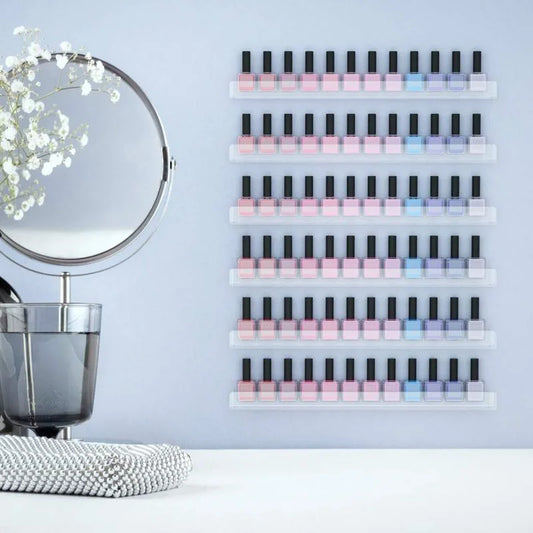 6 Layer Nail Polish Display Rack Transparent Acrylic Storage Holder Nail Art Tools Lipstick Organizer Wall-mounted Shelf Peaceful Pleasures Health and Wellness