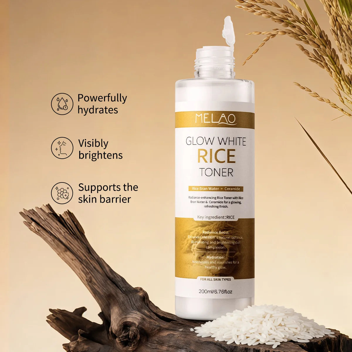 200ml Rice Toner Moisturizing Skin Care Hydrating soothing Gentle Nourishing Brightening For Young Glowy Korean Skin Care Peaceful Pleasures Health and Wellness