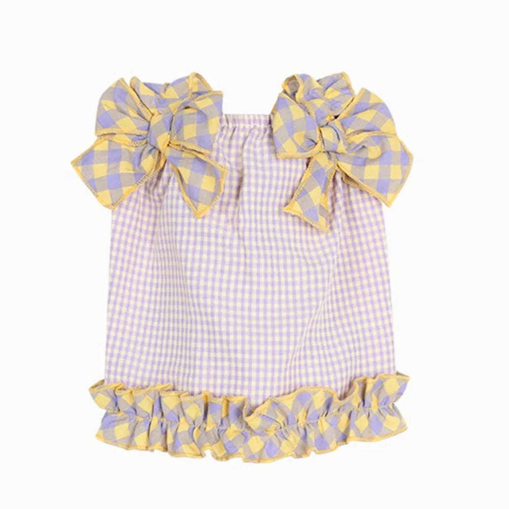 Plaid Lace Pet Dress – Soft Summer Skirt for Cats & Puppies