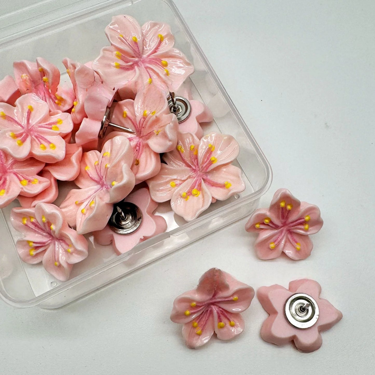 Bview Art Resin Peach Blossom Thumbtacks Creative Push Pins
