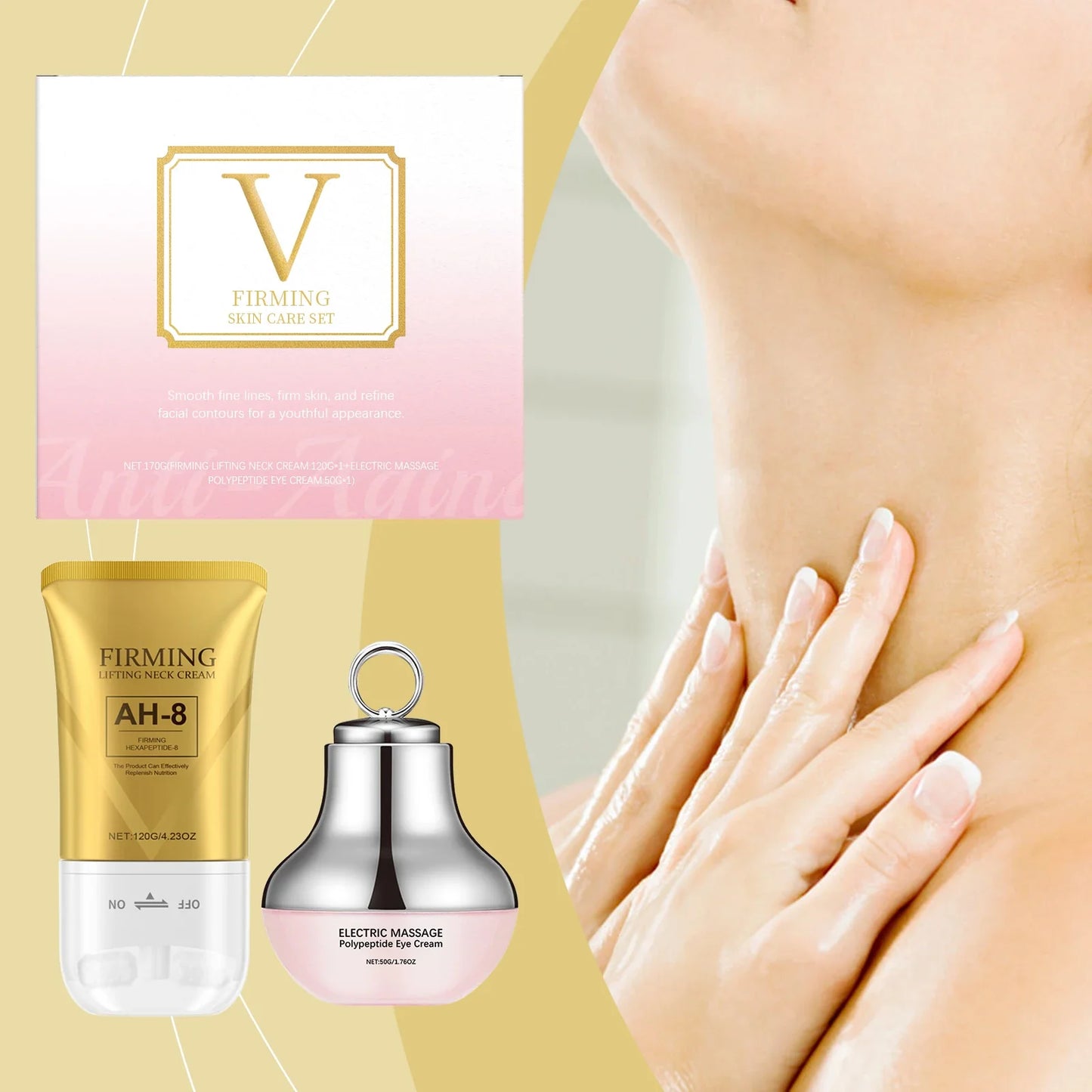 Polypeptide Firming Eye & Neck Cream Set | Electric Massager