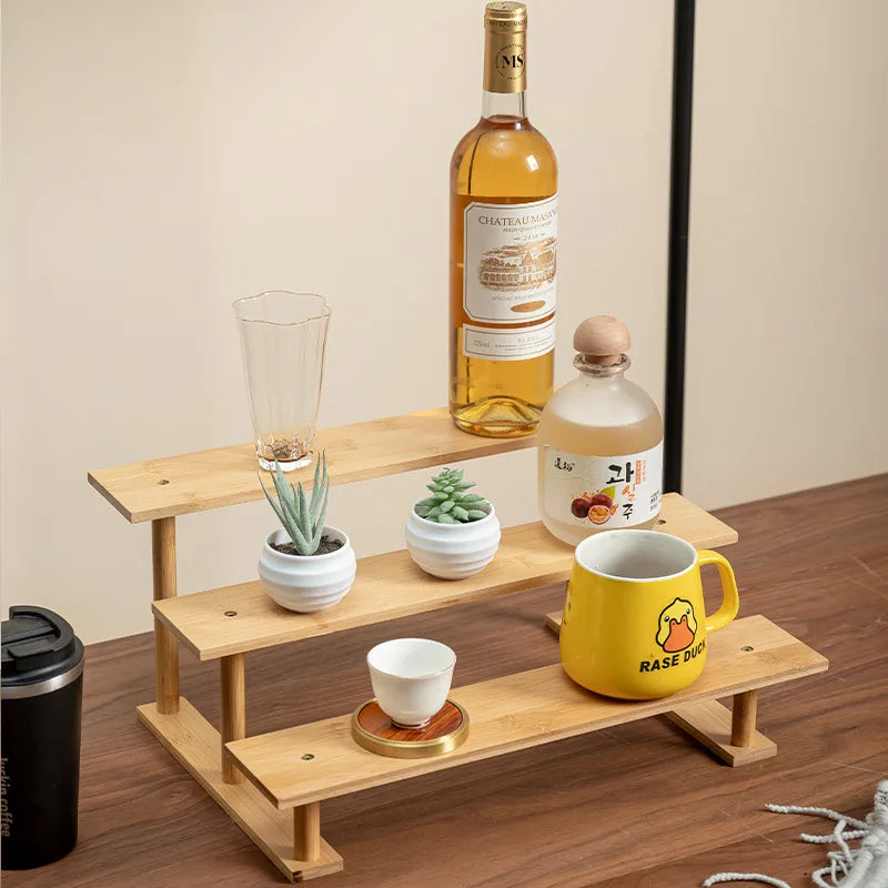 3-Layer Bamboo Desktop Shelf | Plant & Décor Storage Rack
